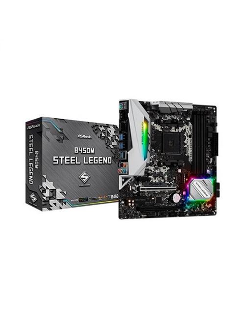 asrock carte mère asrock b450m steel legend (am4) micro atx noir