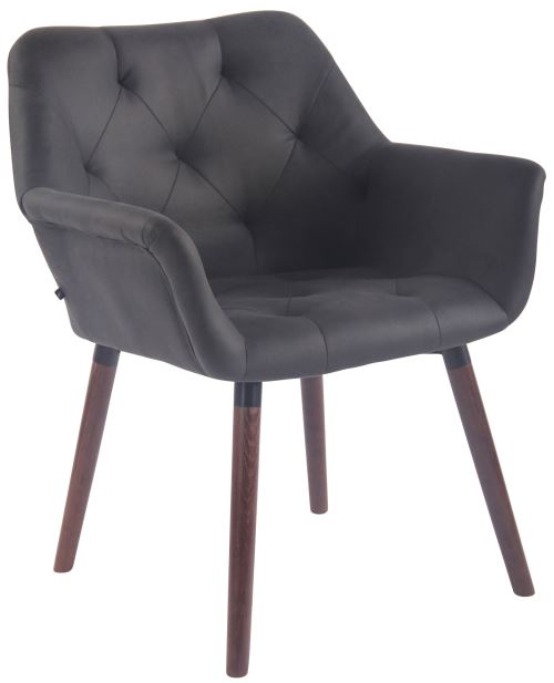 Chaise de Salle à manger Cassidy en Similicuir Vintage - Chaise de coiffeuse avec accoudoirs - Piètement Bois de Chêne Noyer - Couleur Noir