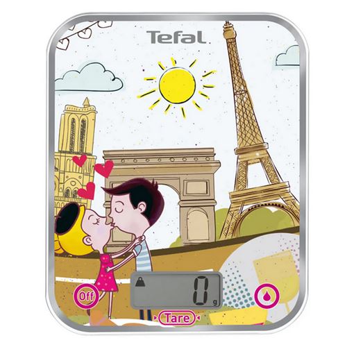 Tefal BC5125V0 BC OPTISS Steden Parijs Elektronische keukenweegschaal Meerkleurig glas 18 x 2,9 x 23,2 cm