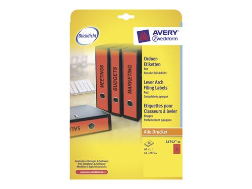 Avery L4752 - étiquettes pour dossiers - 60 unités