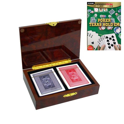 Coffret decouverte poker (2jeux de 54 cartes) + jeux pc poker - marron