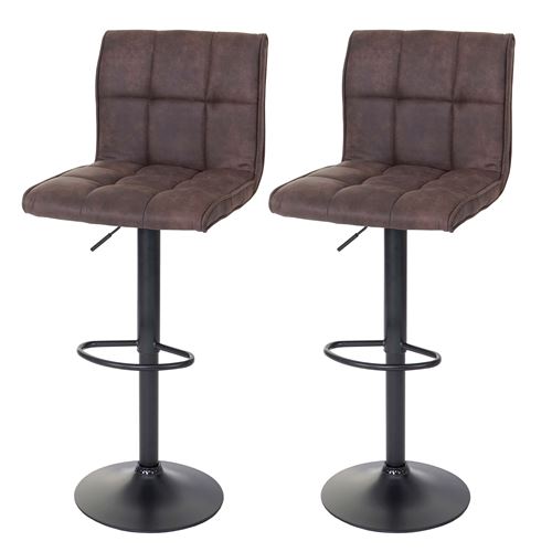 2x Tabouret de bar MENDLER HWC-B13, imitation daim vintage brun foncé