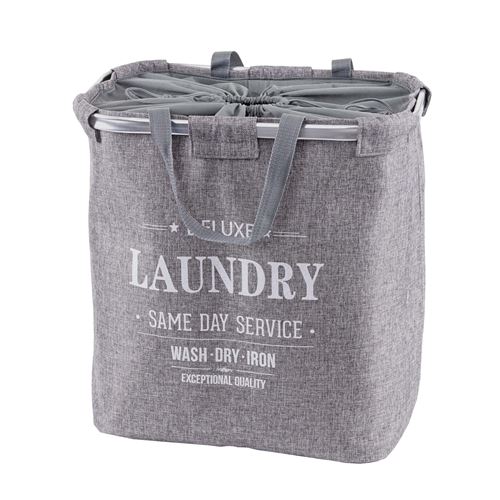 Collecteur de linge sale MENDLER HWC-C34 2 compartiments 54x52x32cm 89l gris