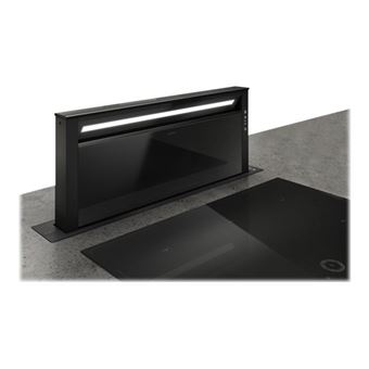 Elica Getup BL MAT/A/90 - Hotte - Courant descendant télescopique - Niche - largeur : 85 cm - profondeur : 10 cm - extraction et recirculation (avec kit de recirculation supplémentaire) - toucher doux noir/verre noir