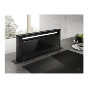 Elica Getup BL MAT/A/90 - Hotte - Courant descendant télescopique - Niche - largeur : 85 cm - profondeur : 10 cm - extraction et recirculation (avec kit de recirculation supplémentaire) - toucher doux noir/verre noir
