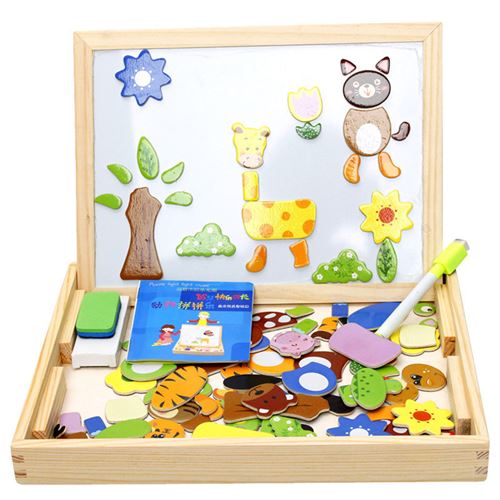 GENERIQUE Puzzle Jouets &eacute;ducatifs en bois enfants tout-petits jeux de planche &agrave; dessin magn&eacute;tique - Multicolore 