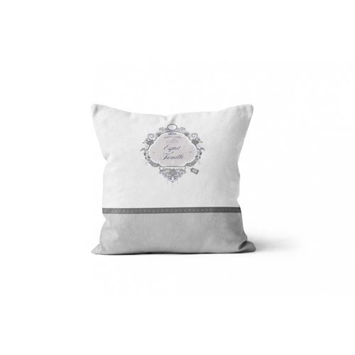 Coussin déhoussable en coton 40x40 cm ESPRIT DE FAMILLE blanc, par Soleil d'ocre