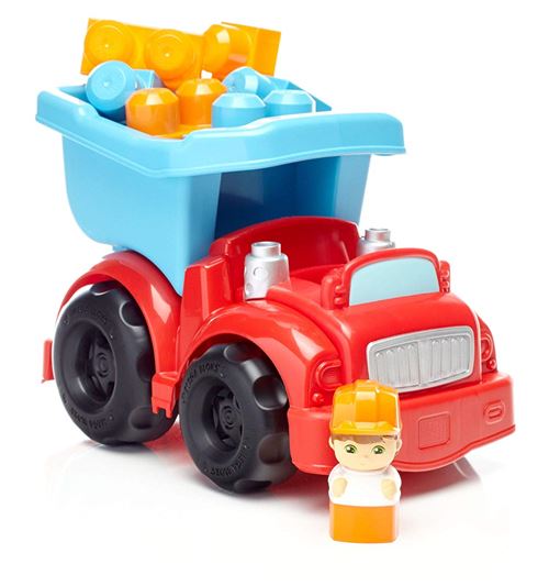 Mega Bloks Lil'Véhicule Camion Benne, voiture et jeu de construction, 6 pièces, jouet pour bébé et enfant de 1 à 5 ans, DYT58