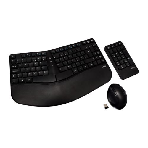 V7 CKW400UK - Ensemble de clavier, souris et pav&eacute; num&eacute;rique - sans fil - 2.4 GHz - R.-U. - noir 