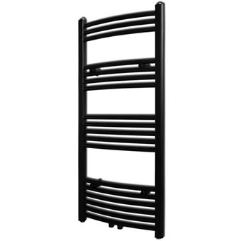 vidaXL Sèche-serviettes Porte-serviette à rails incurvés Noirs 500x1160 mm 141915 - 1