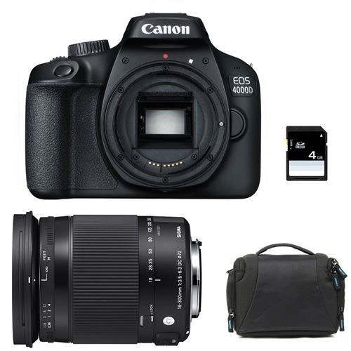 Canon Eos 4000D + Sigma 18-300 Macro Os Hsm Contemporary + Sac + Sd 4Go