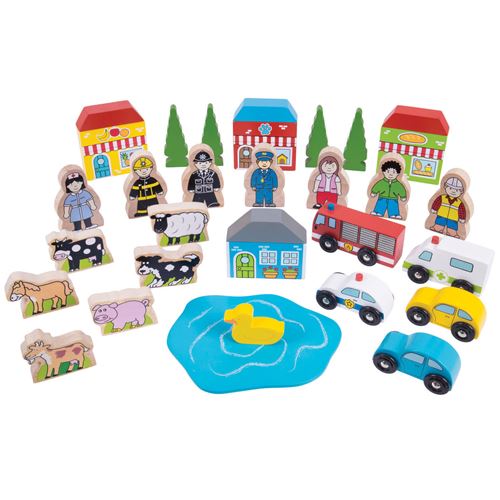 Bigjigs - Rails - Accesoireset - Figuren & gebouwen
