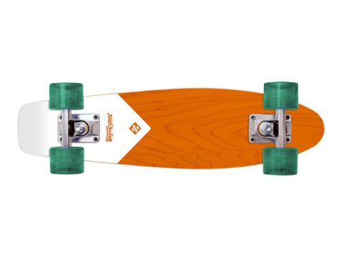 StreetSurfing WOOD BEACH BOARD - Skateboard - mini-cruiser - 63.5 cm x 16 cm - oranje, transparent green wheels