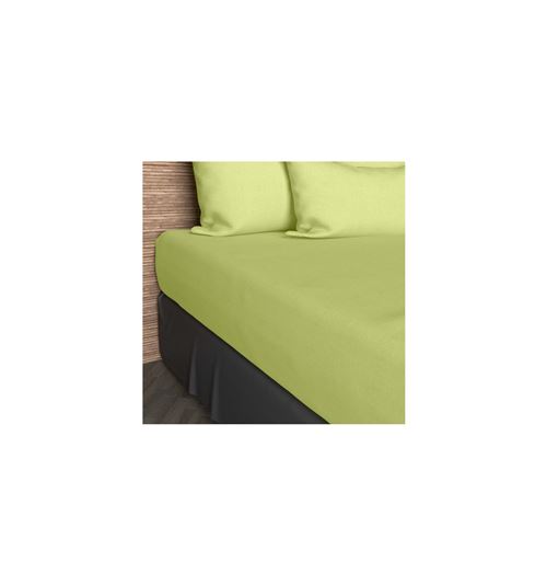 Drap housse uni en coton 160x200 cm JERSEY vert, par Soleil d'ocre