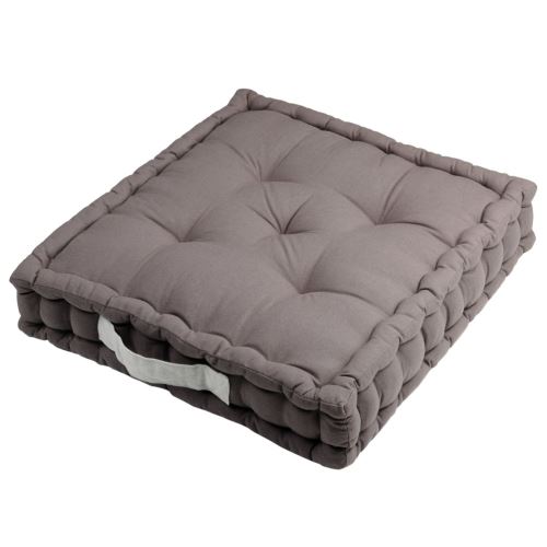 Epais coussin de sol en coton Gris et Perle 45 cm