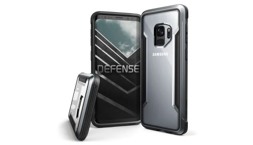 X-Doria Defense Shield - Achterzijde behuizing voor mobiele telefoon - polycarbonaat, geanodiseerd aluminium, zacht rubber - zwart - voor Samsung Galaxy S9