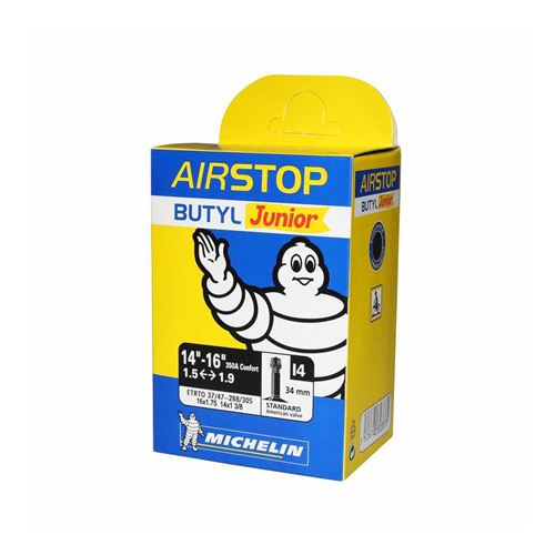 Chambre a air velo 16 x 1.75-350a michelin i4 valve standard 36mm 102g