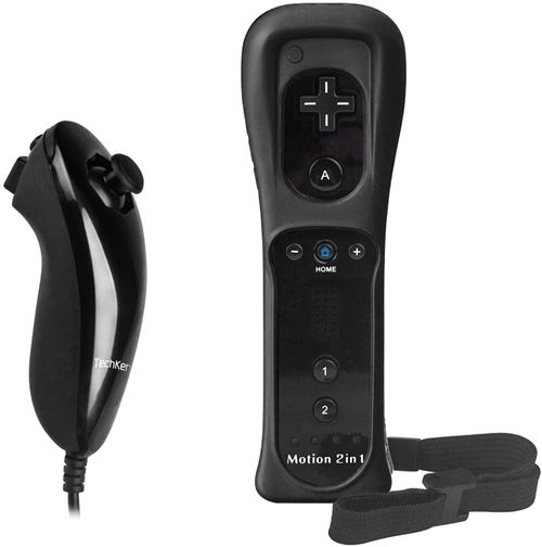 2 en 1 Manette Wiimote Motion Plus intégré et Nunchunk QUMOX compatible  pour Nintendo Wii et Wii U -QUMOX® noire - Manette - Achat & prix