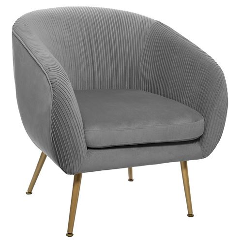 Atmosphera Gris Fauteuil En Velours Solaro - Image 3