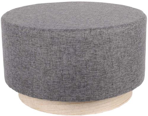 The Home Deco Factory - Pouf scandinave en tissu base bois 60 cm Gris anthracite