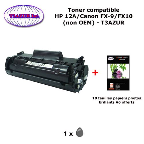 Toner générique Canon FX10 pour imprimante Canon Fax L100, L120, L140, L160, L95 +10f PPA6 -T3AZUR