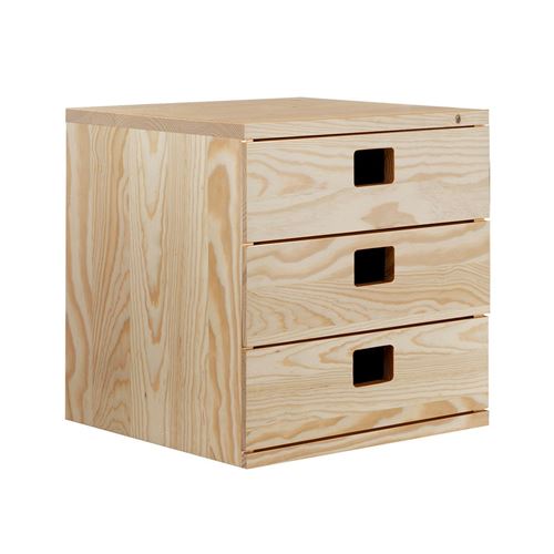 Caisson 3 tiroirs pin massif DINAMIC europe & nature Bois Beige