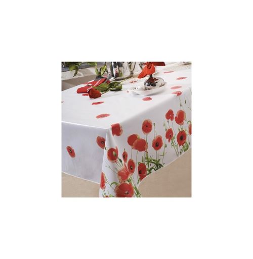 Nappe toile cirée rectangle - 140 x 200 cm - Coquelicot