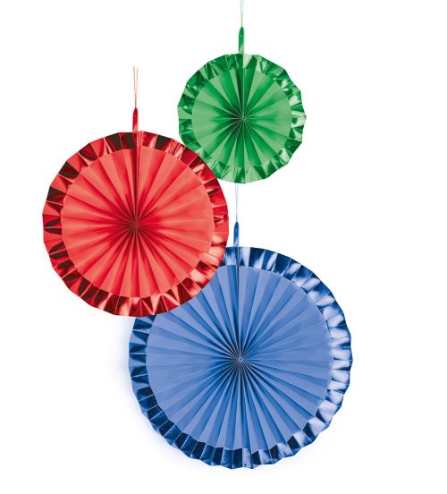 Amscan papier à hélices 18/30/38 cm bleu/rouge/vert 3 pièces