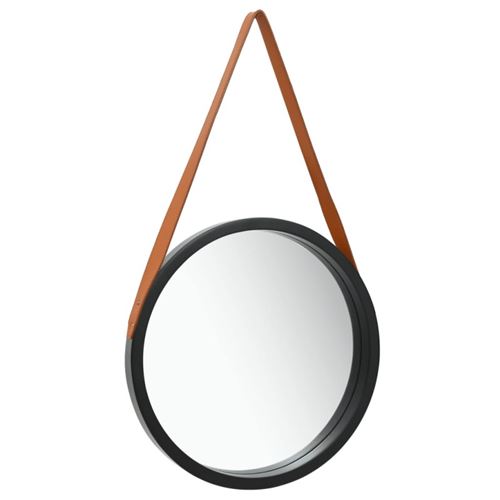 VidaXL Miroir mural avec sangle 40 cm Noir