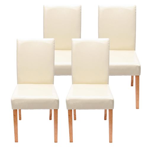 Lot de 4 chaises de séjour Littau, simili-cuir, crème, pieds clairs