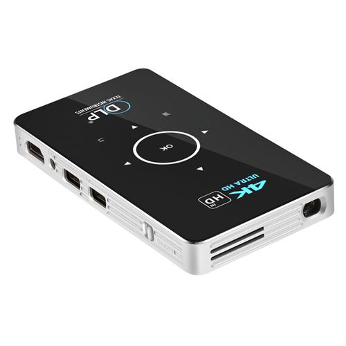 Vidéoprojecteur GENERIQUE Mini Portable 3D HD Smart Projecteur de poche DLP  HDMI USB Home Cinéma Media Player (Prise UE)