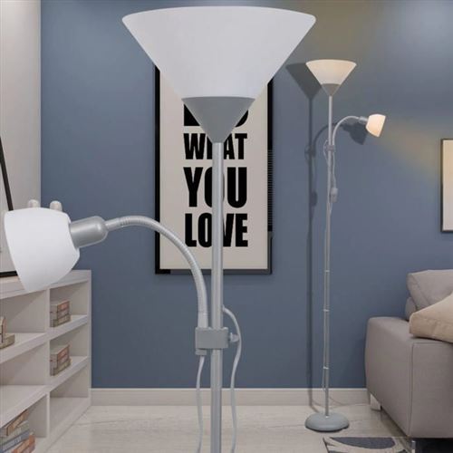 vidaXL - Lampadaire - Lampe de sol - Acier - Gris - Image 2