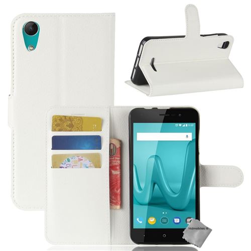 Housse etui coque pochette portefeuille pour Wiko Lenny 4 avec verre trempe - BLANC