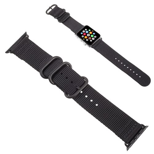 Bracelet en TPU boucle de fermeture nylon noir pour votre Apple Watch 3/2/1 42mm