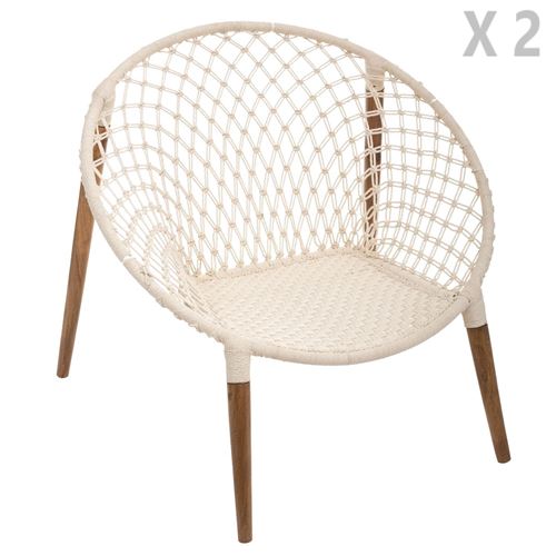 2 Fauteuils de jardin ethnique en fil Terre Sauvage - Blanc