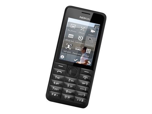 Nokia 301 - 3G téléphone de service - RAM 64 Mo - microSD slot - Écran LCD - 320 x 240 pixels - rear camera 3,2 MP - noir