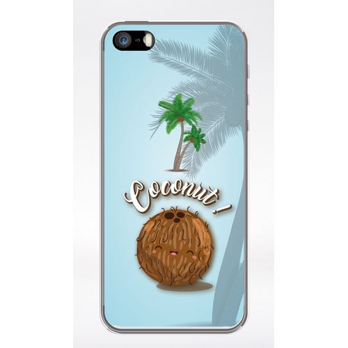 Coque Coconut Fond Bleu Pale Compatible Iphone 5 Transparent