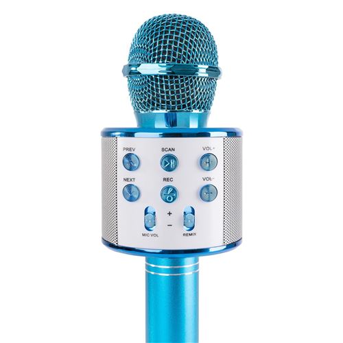 Max KM01 - Micro Karaoké Bluetooth avec Haut-Parleur Intégré, USB/SD - Bleu