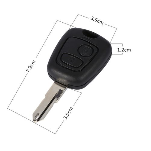 Coque clé,Rechange pour Peugeot 206 Kit de réparation noir, 2