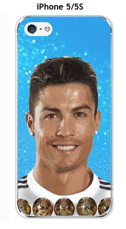 Coque TPU gel souple Apple iphone 5 / 5S / 5SE design Ronaldo fond bleu