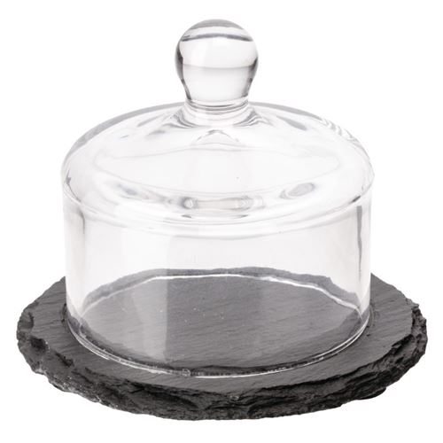 Plateau en ardoise avec cloche en verre aps
