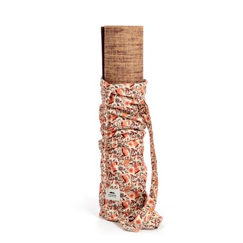 Sac De Tapis De Yoga Chattra - Rouge à Fleurs - Avec Poche Et Bandoulière