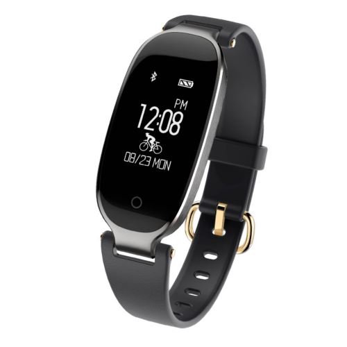 Moniteur de fréquence cardiaque de montre intelligente de bracelet de Bluetooth de sports de S3 imperméable pour des femmes Noir