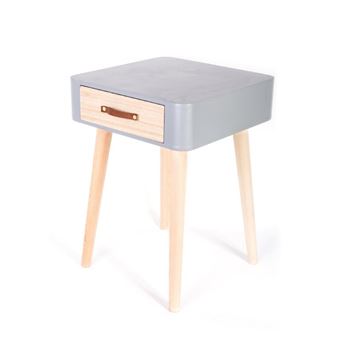 The Home Deco Factory - Chevet scandinave avec tiroir et poignée en cuir - 1