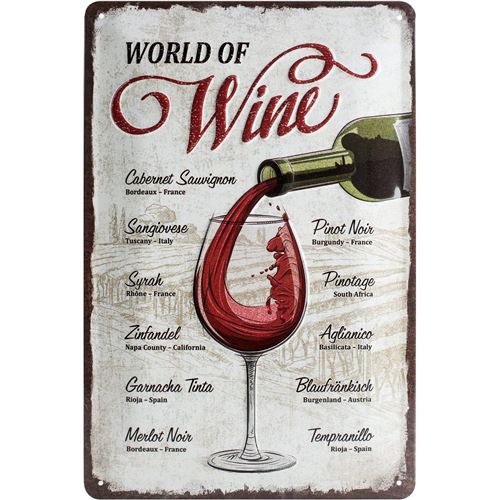 Nostalgic-Art 22265, Open Bar, World of Wine, plaque de 20 x 30 cm