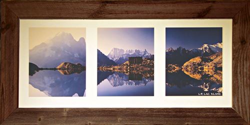 Tableau Deco Chalet en Vieux Bois-Triptique du Lac Blanc-100x50 cm