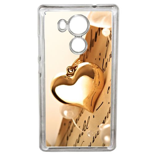 Coque Coeur D'or Sur Livre Compatible Mate 8 Transparent