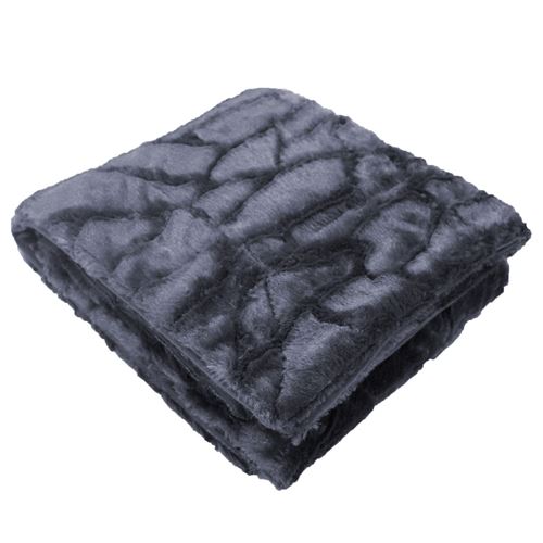 Douceur d interieur - Plaid imitation fourrure Ecaille - 125 x 150 cm - Bleu navy - Bleu foncé