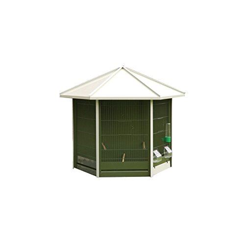 Vadigran Nr 40 Volière Vert avec Toit Blanc pour Oiseau 93 x 43 x 78 cm