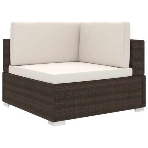 vidaXL Chaise d'angle sectionnelle avec coussins Résine tressée Marron